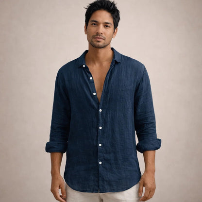Heren Casual Shirt Lange Mouw met Klassieke Kraag en Knoopsluiting