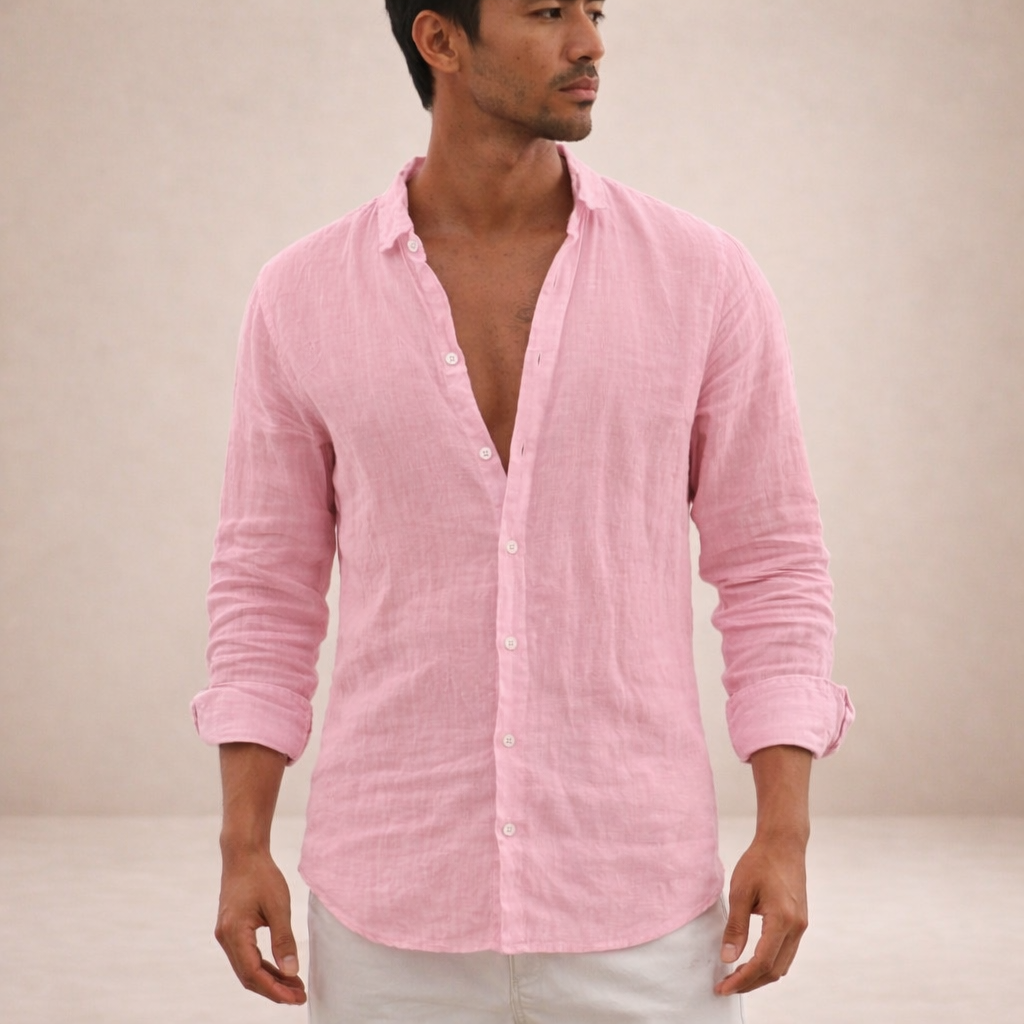 Heren Casual Shirt Lange Mouw met Klassieke Kraag en Knoopsluiting