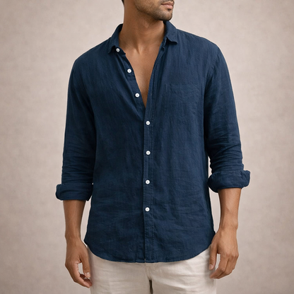 Heren Casual Shirt Lange Mouw met Klassieke Kraag en Knoopsluiting