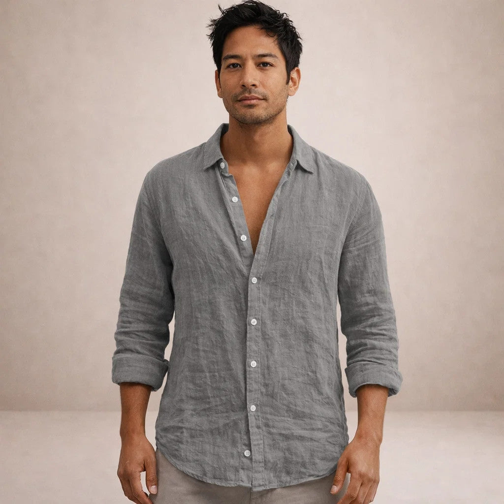 Heren Casual Shirt Lange Mouw met Klassieke Kraag en Knoopsluiting