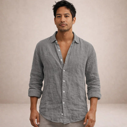 Heren Casual Shirt Lange Mouw met Klassieke Kraag en Knoopsluiting