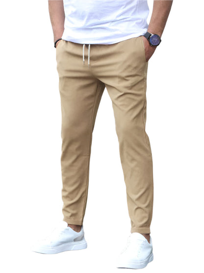 Heren Chino Broek Slim Fit met Trekkoord Khaki