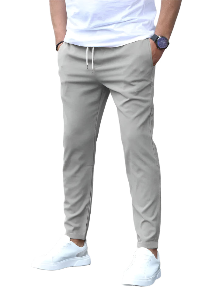 Heren Chino Broek Slim Fit met Trekkoord Grijs