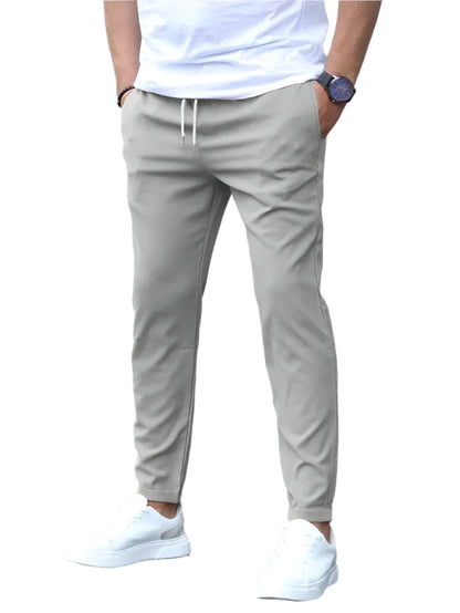 Heren Chino Broek Slim Fit met Trekkoord Grijs