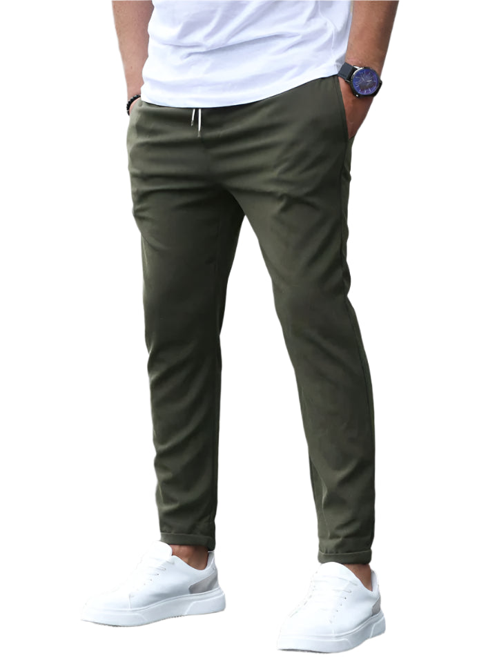 Heren Chino Broek Slim Fit met Trekkoord Groen