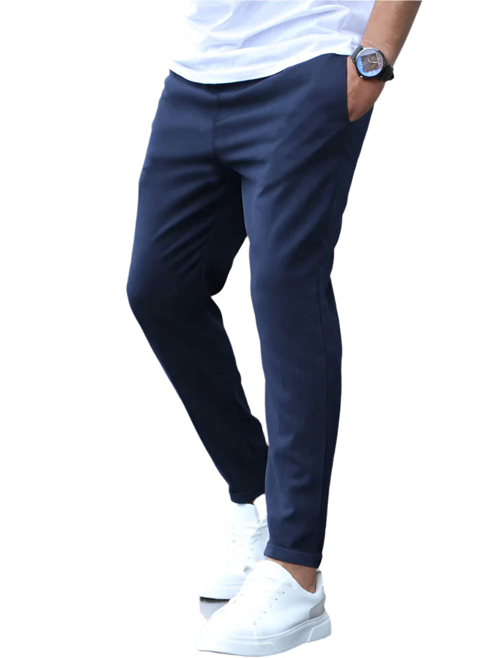 Heren Chino Broek Slim Fit met Trekkoord Marineblauw