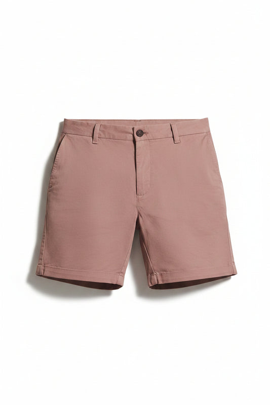Heren Chino Shorts Slim Fit met Stretch en Korte Binnenbeenlengte Roze