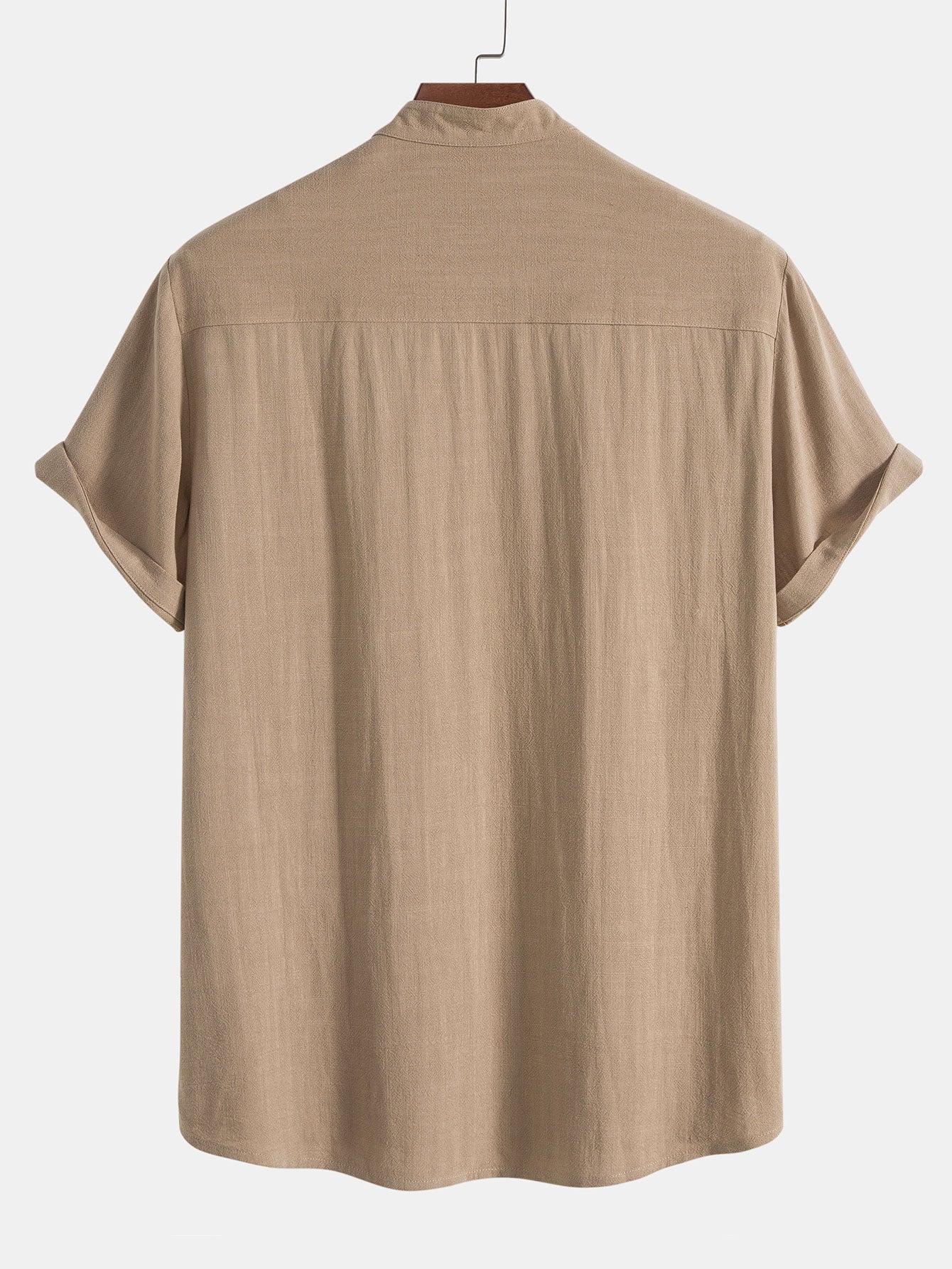 Heren Clothing Set Korte Mouw Shirt met Staande Kraag en Lange Broek