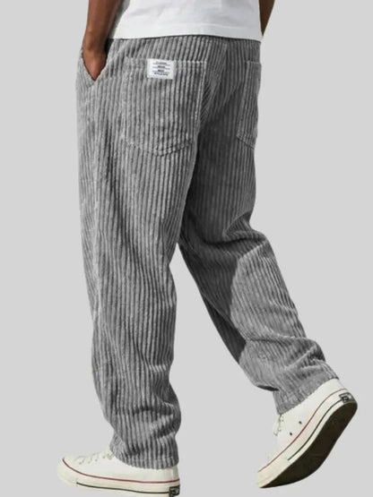 Heren Corduroybroek met Elastische Tailleband en Relaxed Fit Grijs