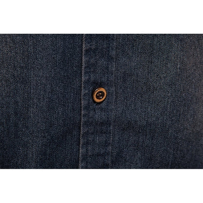 Heren Denim Overhemd Lange Mouw met Klassieke Kraag en Borstzakken