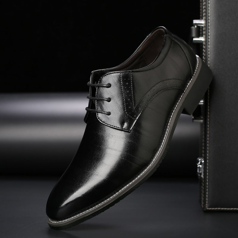 Heren Derby Schoenen met Brogue-Details en Vetersluiting Zwart