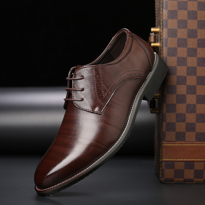 Heren Derby Schoenen met Brogue-Details en Vetersluiting Bruin