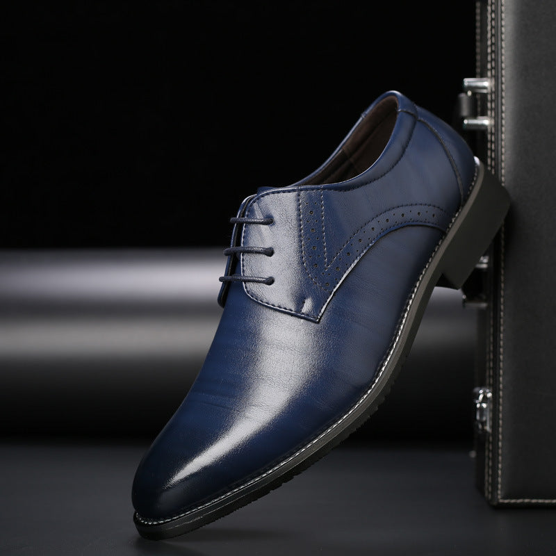 Heren Derby Schoenen met Brogue-Details en Vetersluiting Blauw