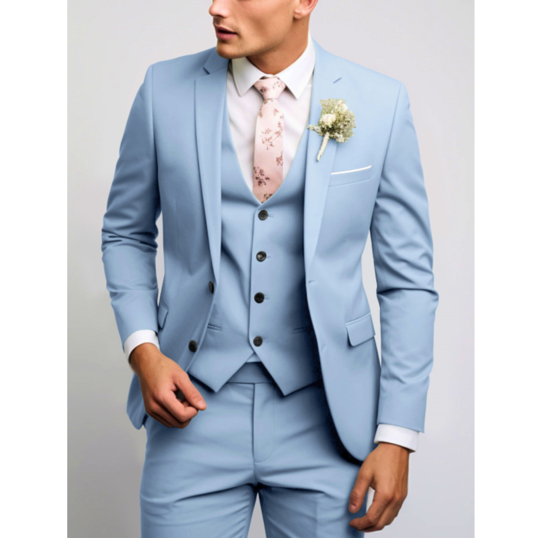 Heren Driedelig Pak met Gilet en Pantalon, Slim Fit