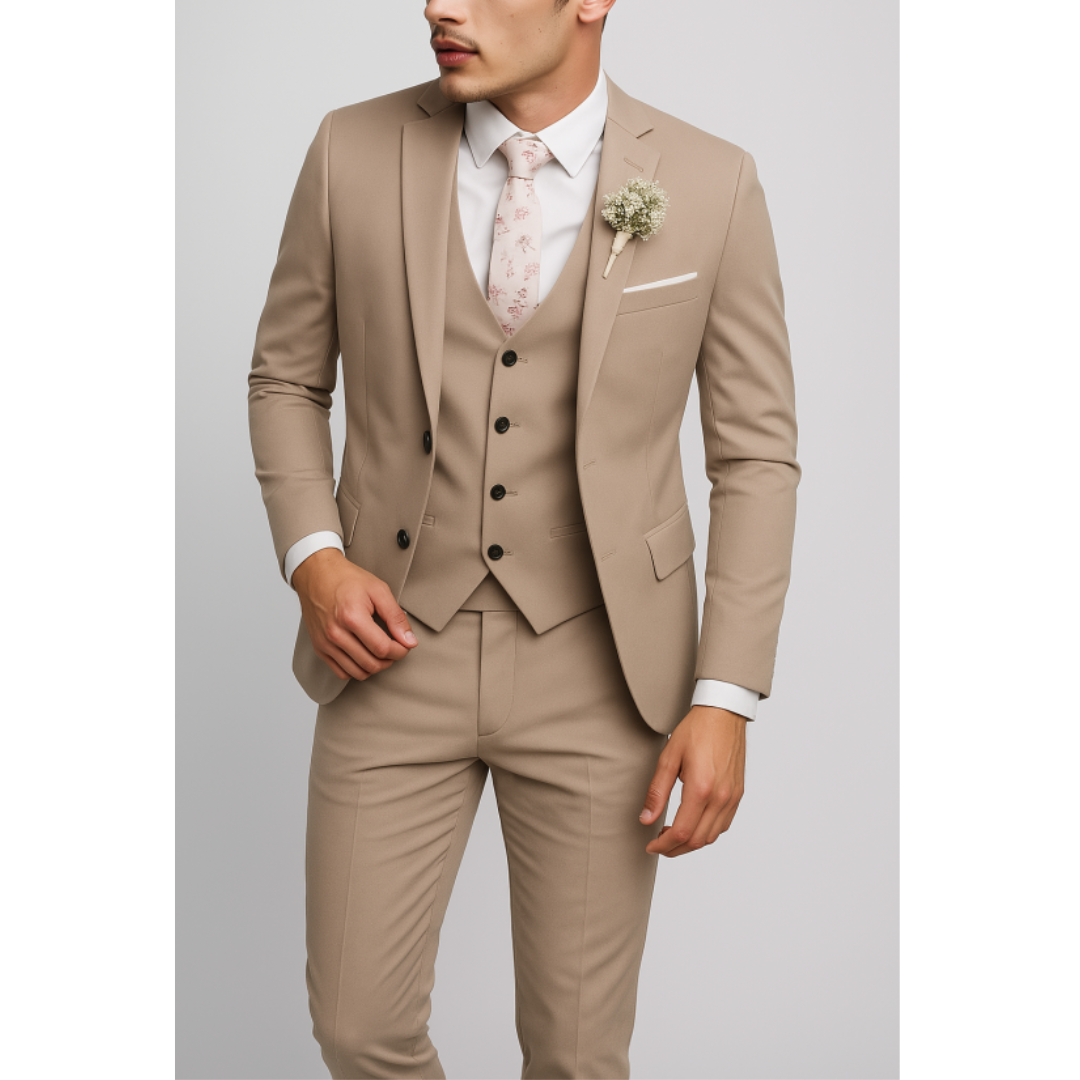 Heren Driedelig Pak met Gilet en Pantalon, Slim Fit