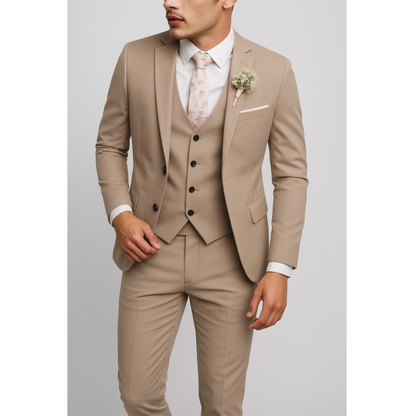 Heren Driedelig Pak met Gilet en Pantalon, Slim Fit