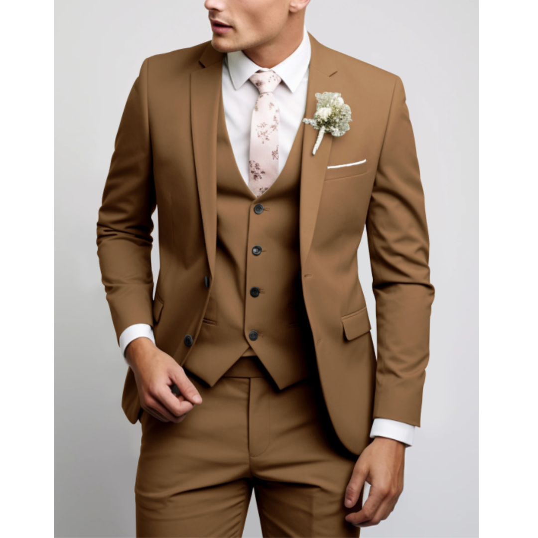 Heren Driedelig Pak met Gilet en Pantalon, Slim Fit