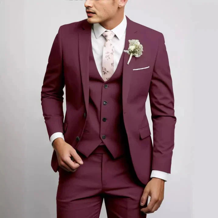 Heren Driedelig Pak met Gilet en Pantalon, Slim Fit