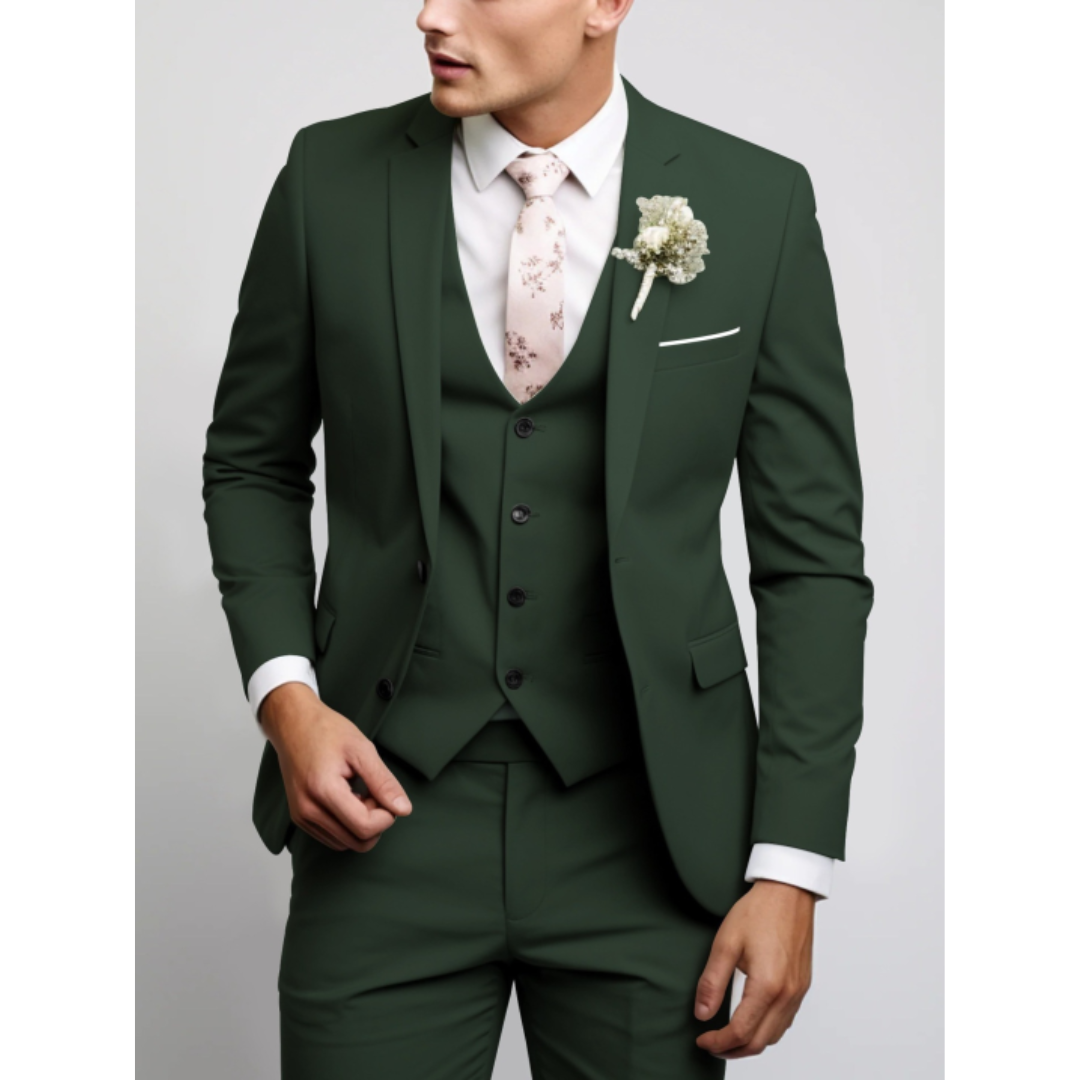 Heren Driedelig Pak met Gilet en Pantalon, Slim Fit