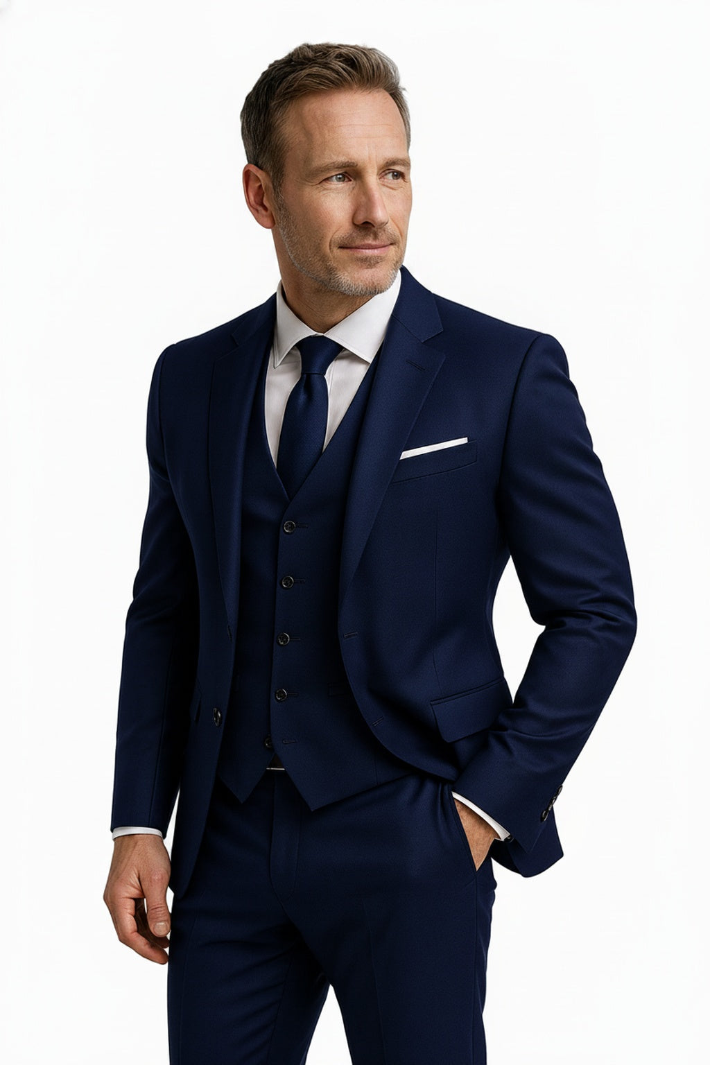 Heren Driedelig Slim Fit Kostuum met Blazer, Gilet en Broek