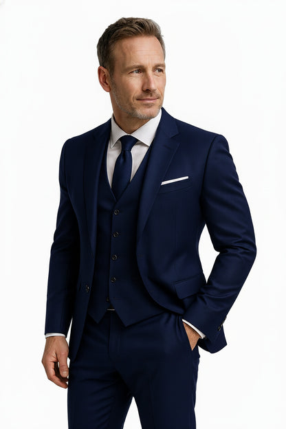 Heren Driedelig Slim Fit Kostuum met Blazer, Gilet en Broek