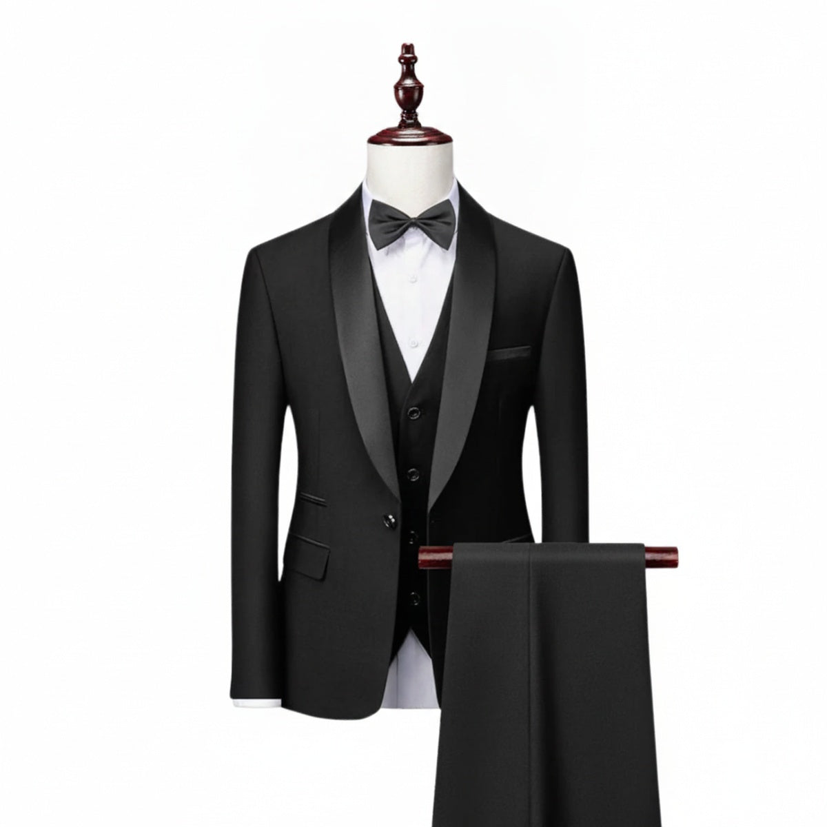 Heren Driedelig Slim Fit Pak met Sjaalkraag voor Bruiloft en Gala