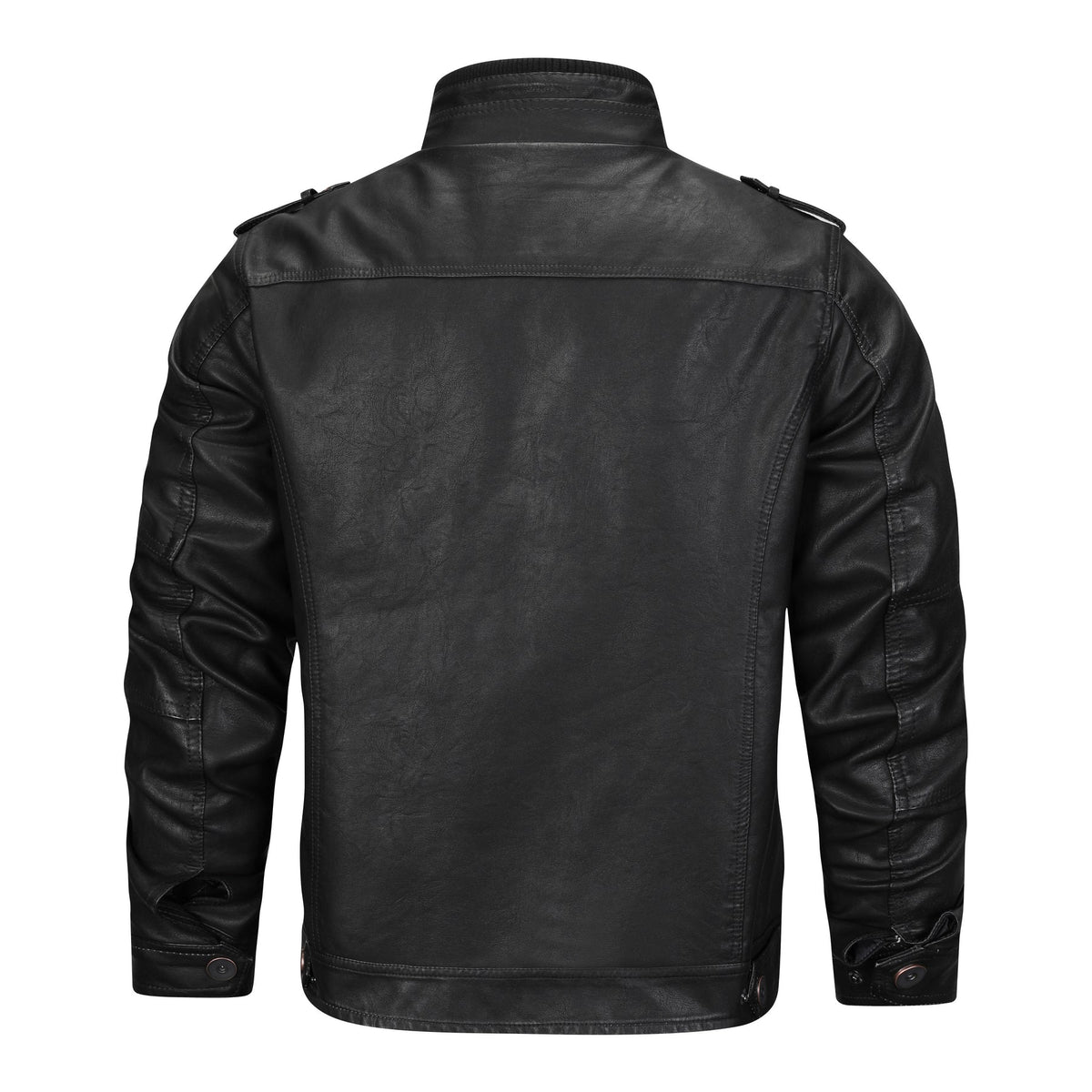 Heren Faux Leather Bikerjack met Ritssluiting en Opstaande Kraag