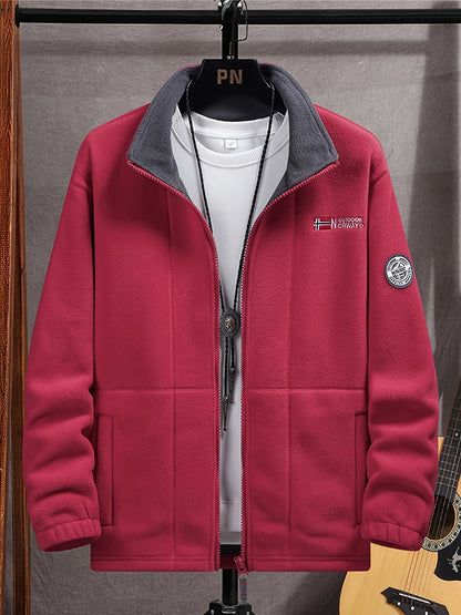 Heren Fleece jacket met Opstaande Kraag en Ritssluiting