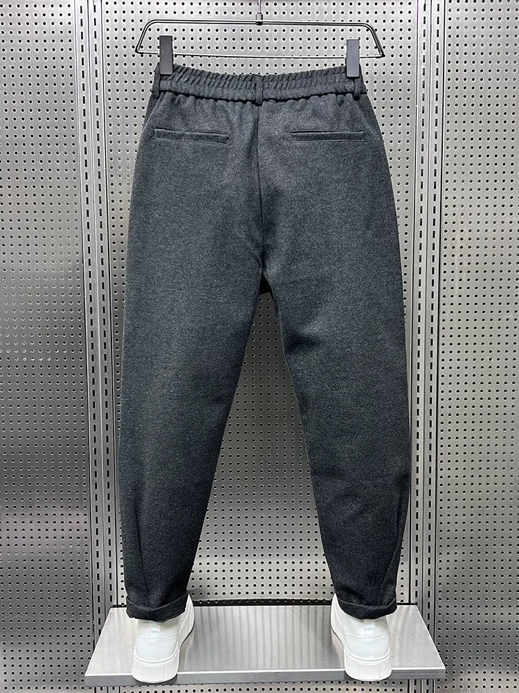 Heren Geplooide Tapered Broek met Elastische Taille
