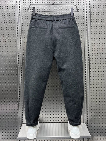 Heren Geplooide Tapered Broek met Elastische Taille