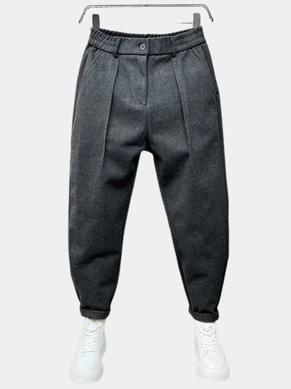 Heren Geplooide Tapered Broek met Elastische Taille