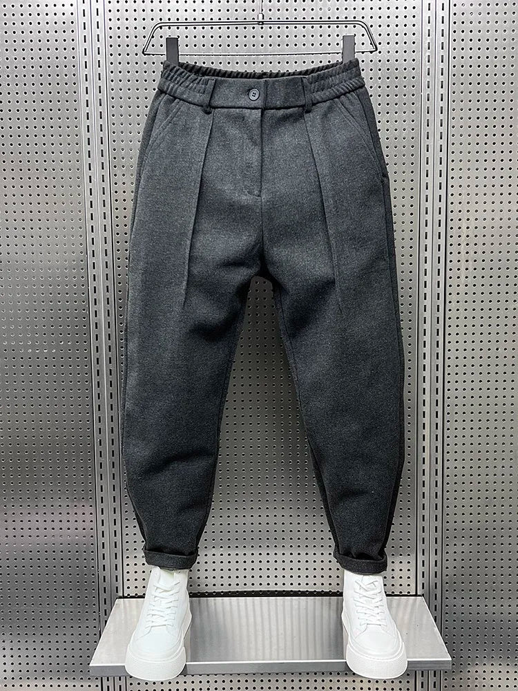 Heren Geplooide Tapered Broek met Elastische Taille