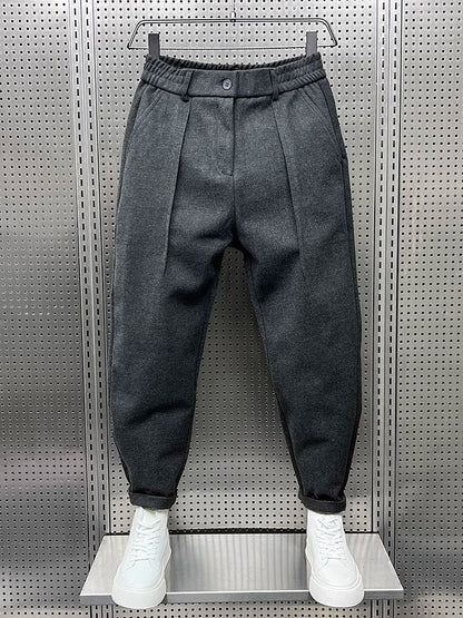 Heren Geplooide Tapered Broek met Elastische Taille