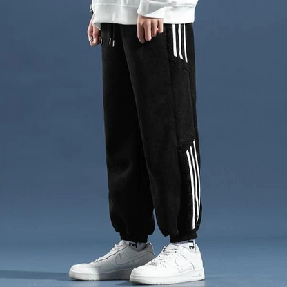 Heren Gevoerde Joggingbroek met Tapered Pijpen Zwart