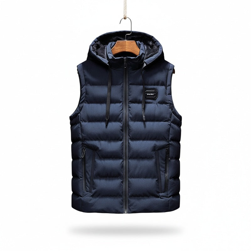 Heren Gewatteerd Vest met Capuchon en Ritssluiting