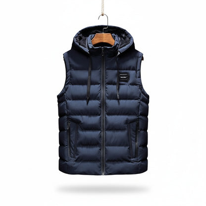 Heren Gewatteerd Vest met Capuchon en Ritssluiting