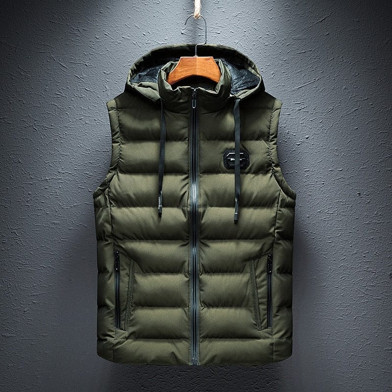 Heren Gewatteerd Vest met Capuchon en Ritssluiting Groen