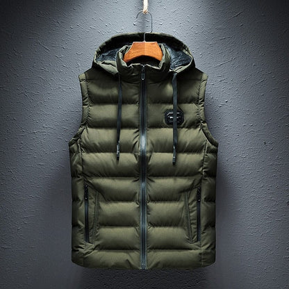Heren Gewatteerd Vest met Capuchon en Ritssluiting Groen