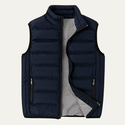 Heren Gewatteerd Vest met Staande Kraag en Ritssluiting Marineblauw