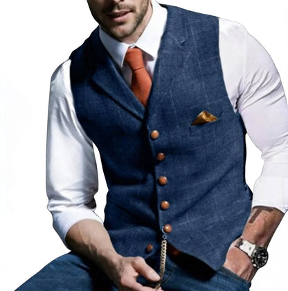 Heren Gilet met Ruitpatroon en Knoopsluiting