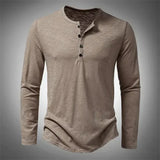 Heren Henley Shirt Lange Mouw met Knoopsluiting