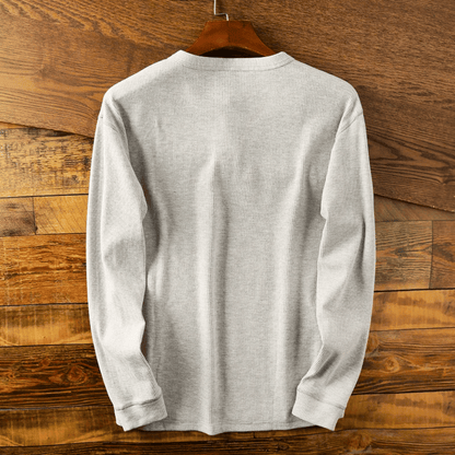 Heren Henley Shirt Lange Mouw met Knoopsluiting en Ronde Hals