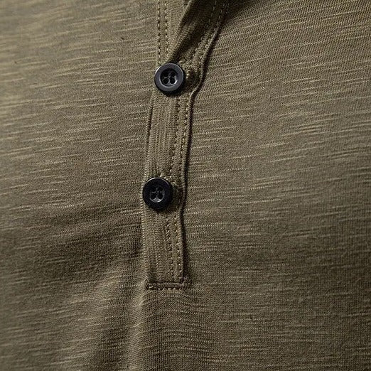 Heren Henley Shirt Lange Mouw met Knoopsluiting en Slim Fit
