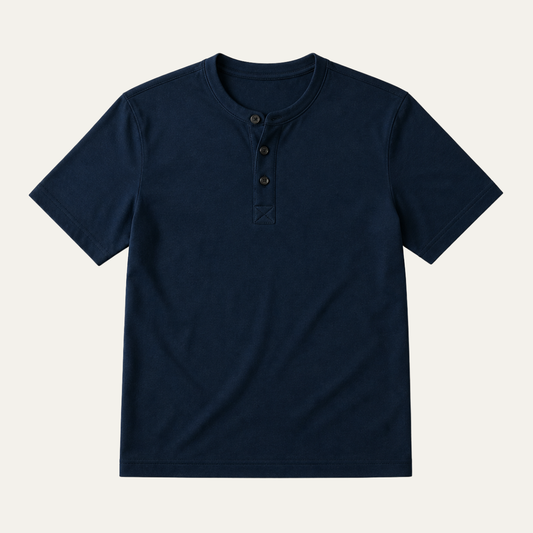 Heren Henley T-shirt Korte Mouw met Knoopsluiting