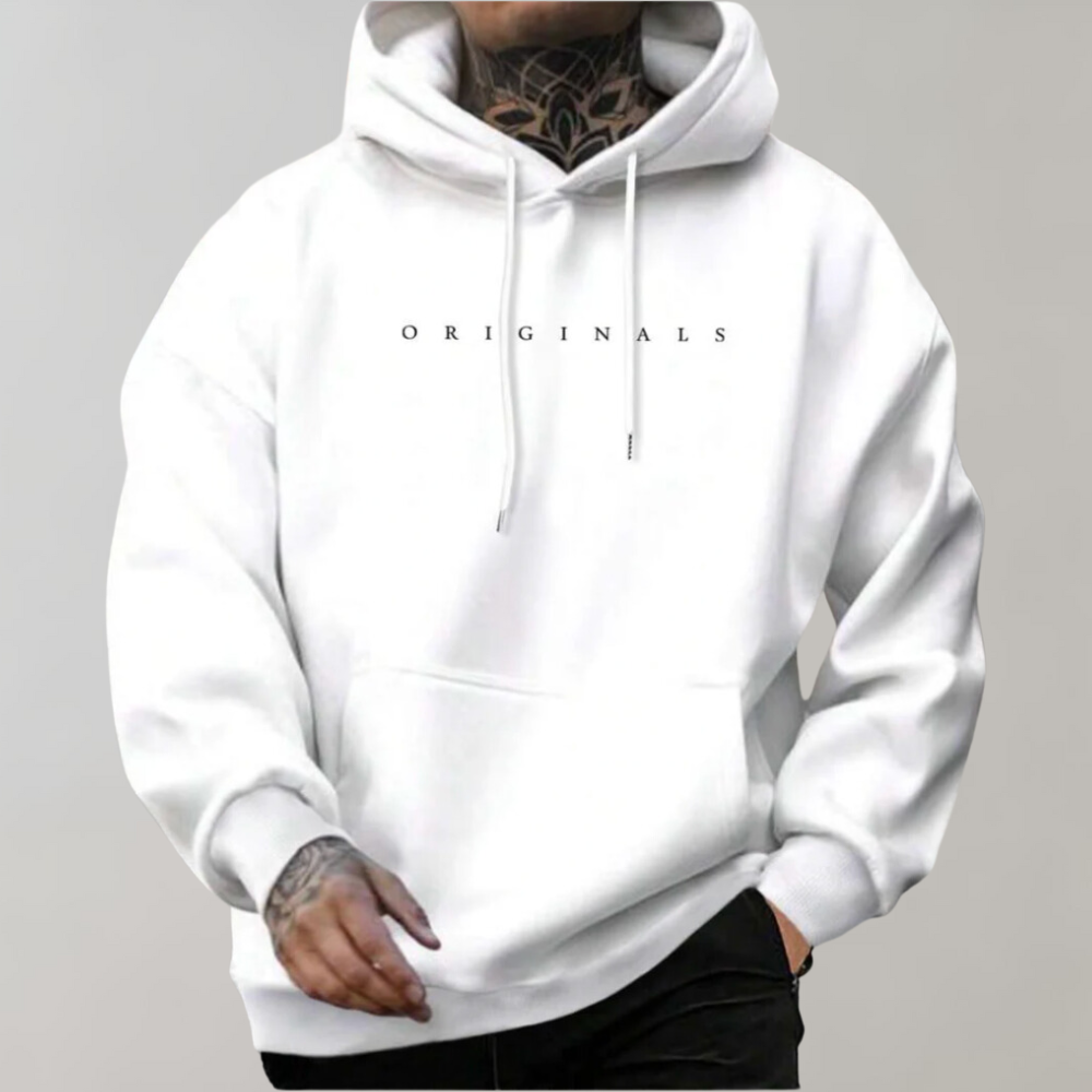 Heren Hoodie Oversized met Capuchon en Minimalistische Tekstprint Wit