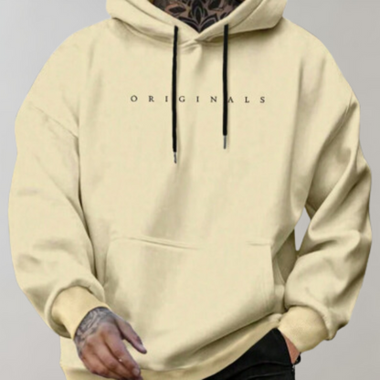 Heren Hoodie Oversized met Capuchon en Minimalistische Tekstprint Geel