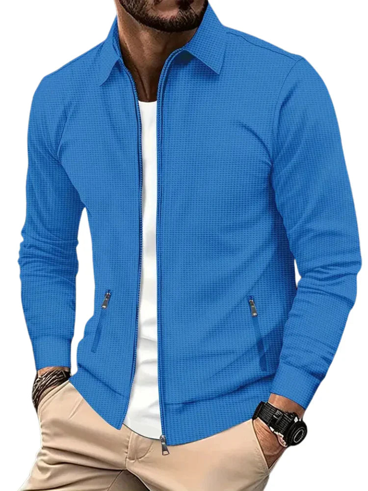 Heren Jack met Opstaande Kraag en Ritssluiting Lange Mouw Blauw