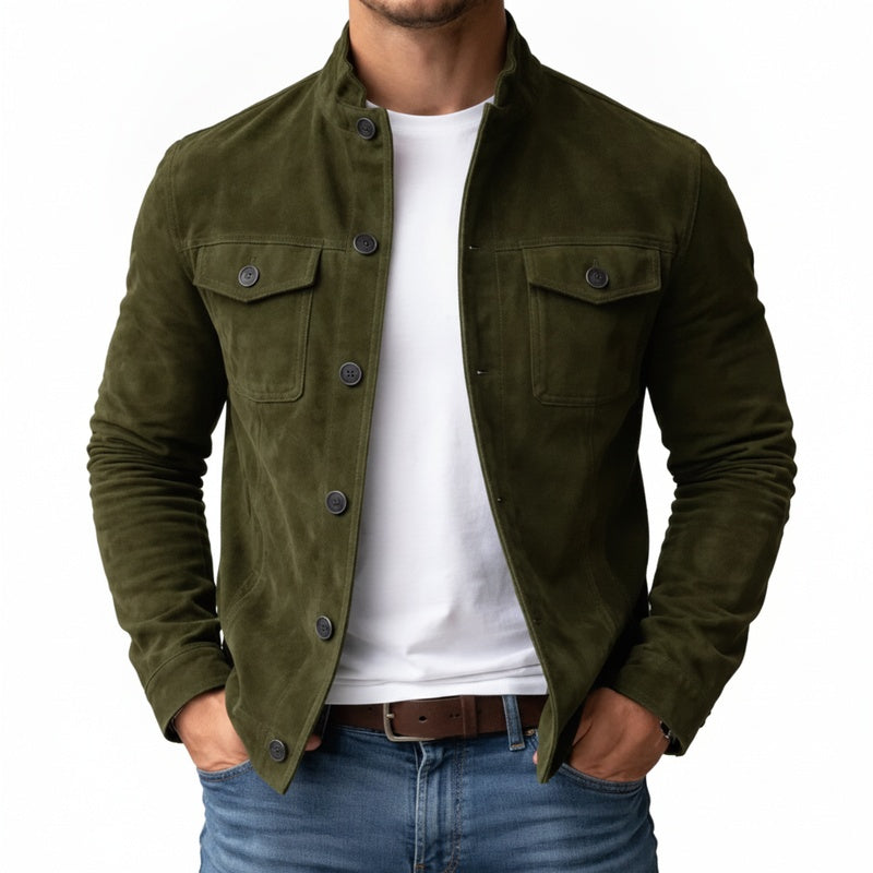 Heren Jacket met Staande Kraag en Knoopsluiting