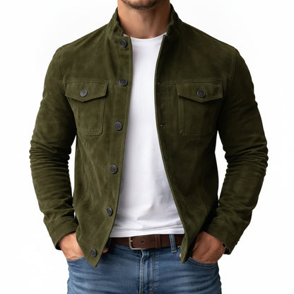Heren Jacket met Staande Kraag en Knoopsluiting