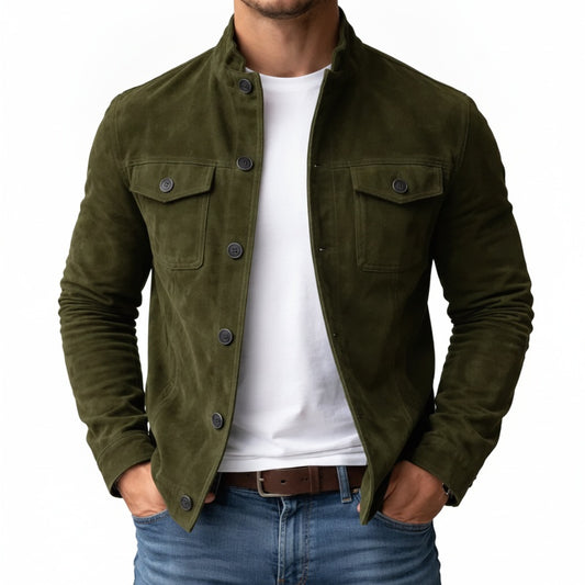Heren Jacket met Staande Kraag en Knoopsluiting